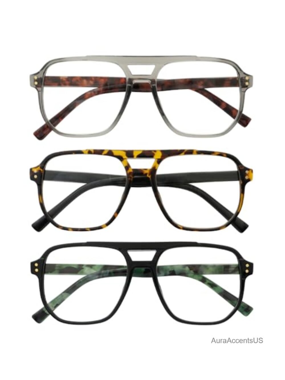 Oversized Aviator Reading Glasses Blue Light Blocking 3 Pack Computer Readers